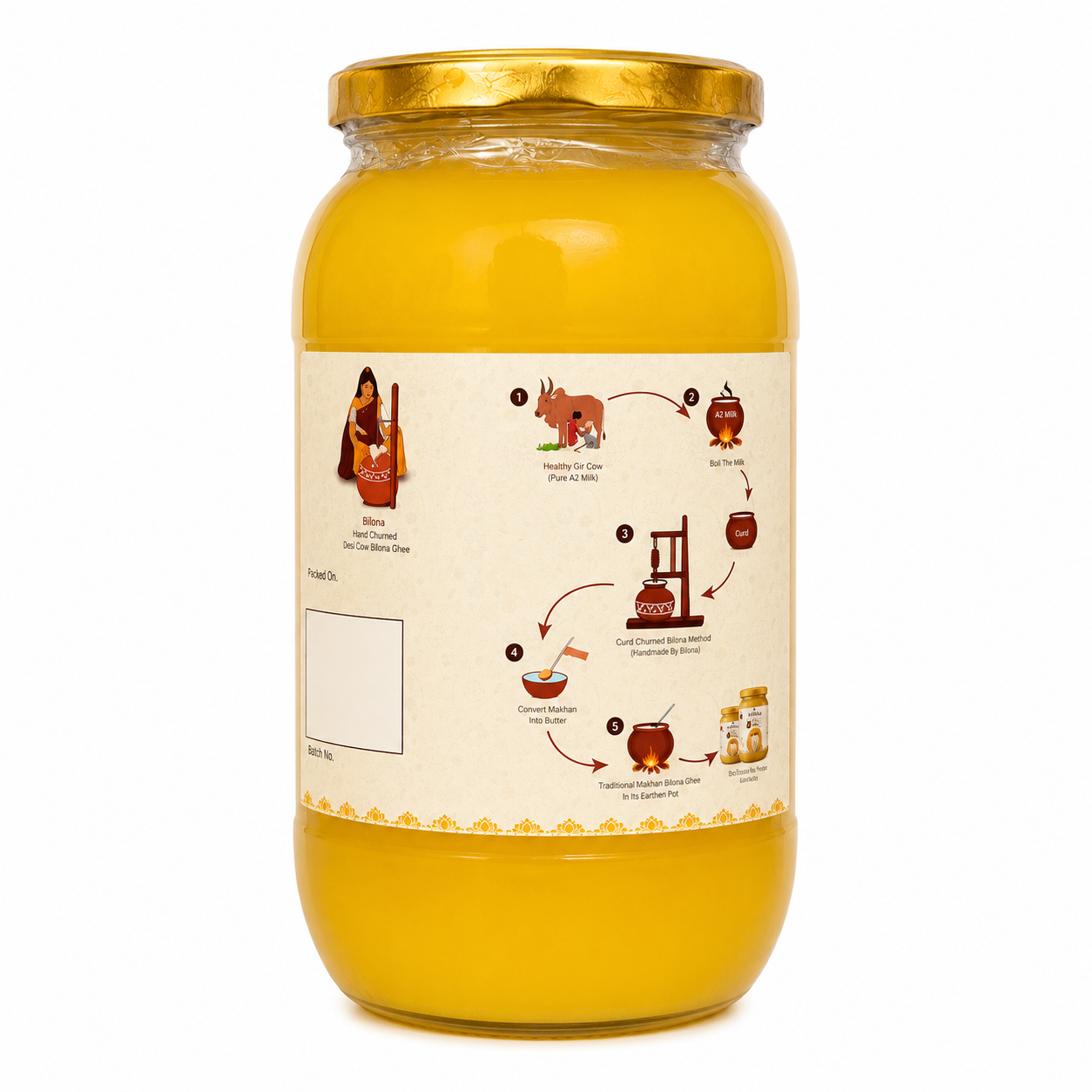 RohidaFarm A2 Bilona Desi Cow Ghee (Vedic Method) 5OOgm